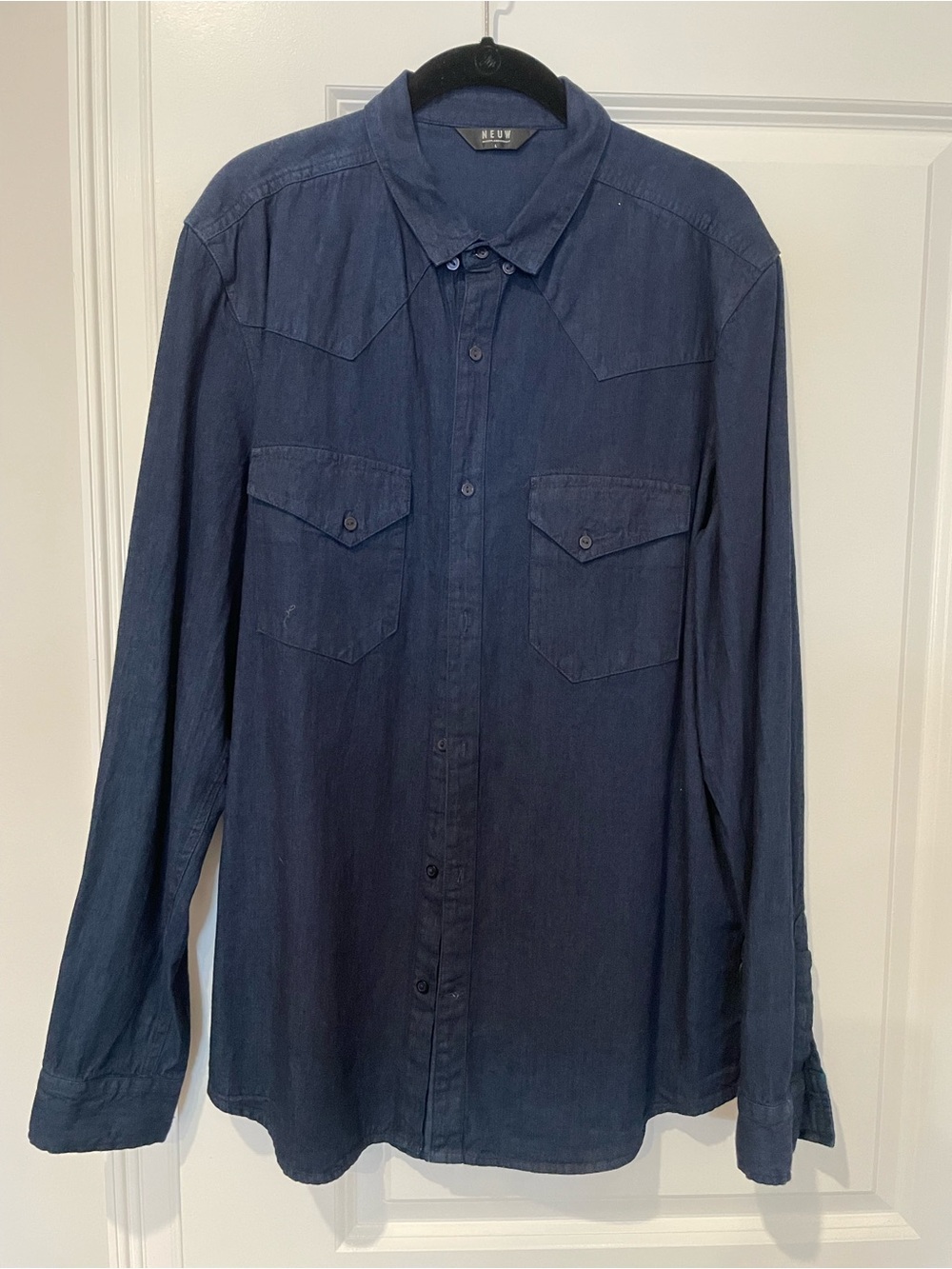 Neuw Men's Navy Button-Down Western Shirt